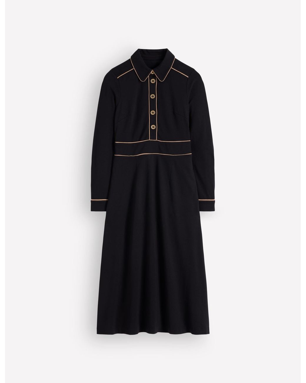 Boden Black Etta Piping Detail Ponte Dress