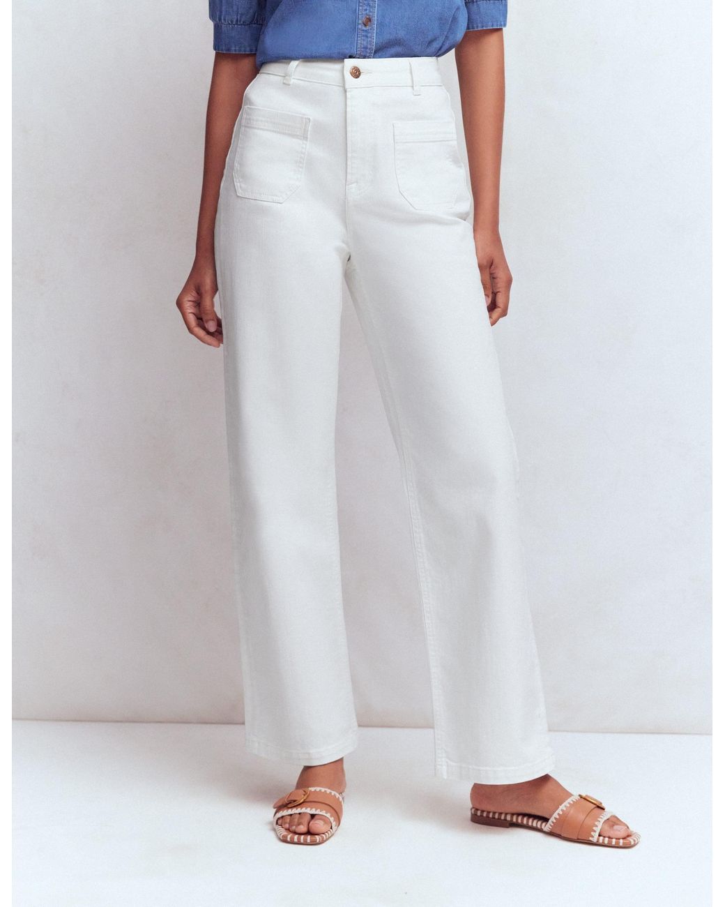 Boden White Straight Leg Pocket Jeans