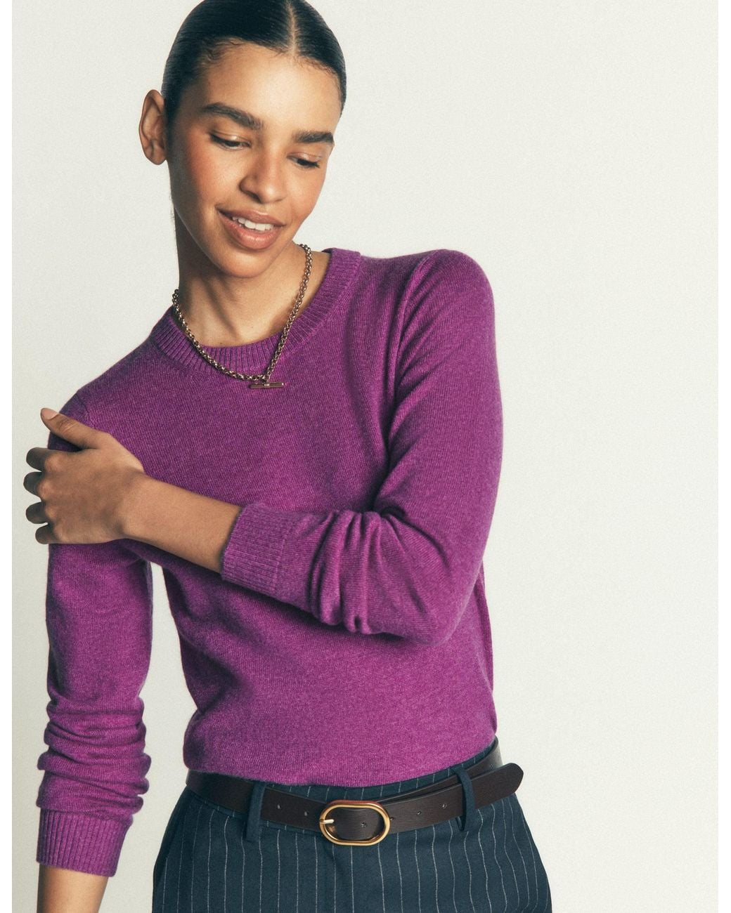 Boden Purple Elsie Cashmere Crew Jumper