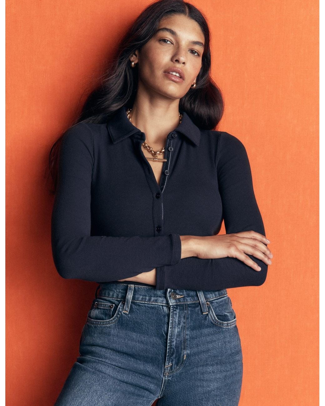 Boden Blue Jersey Velvet Ribbed Shirt