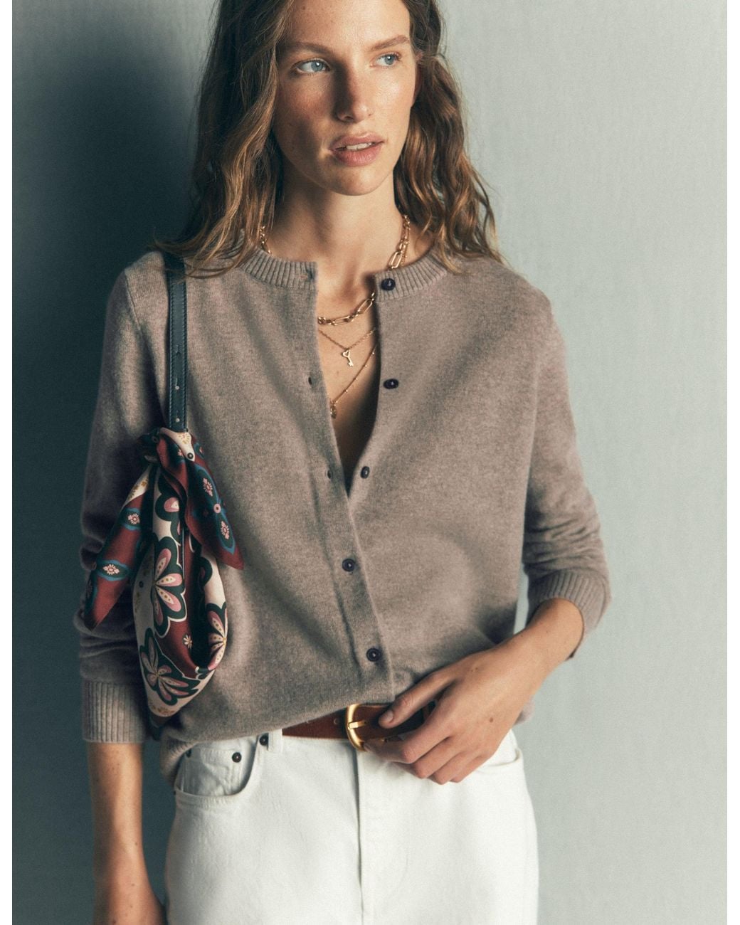 Boden Gray Elsie Cashmere Crew Cardigan