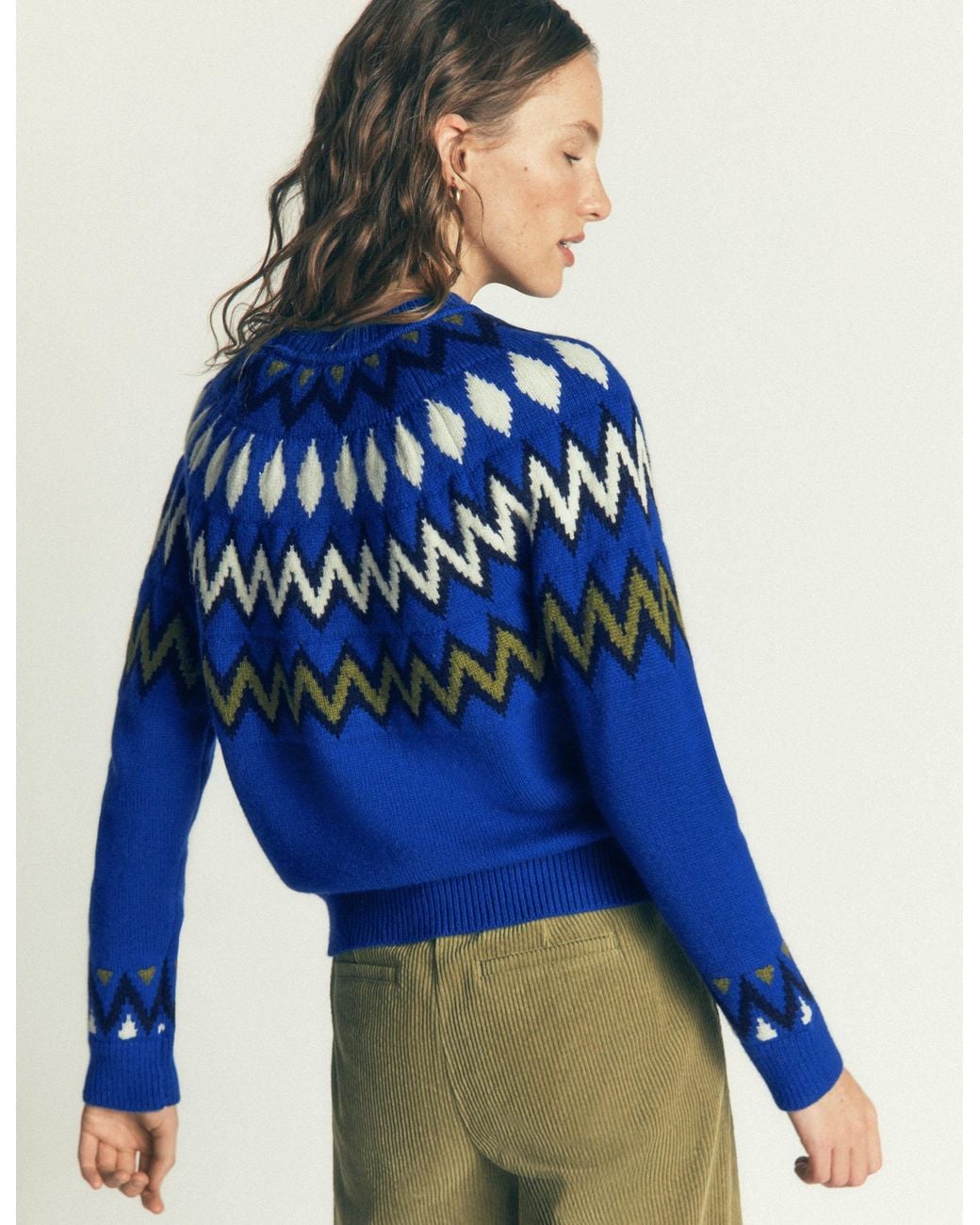 Boden Blue Mae Fair Isle Knitted Jumper