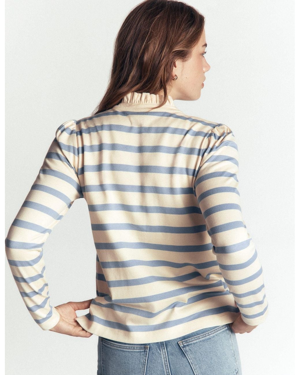 Boden White Ruffle Collar Mariner