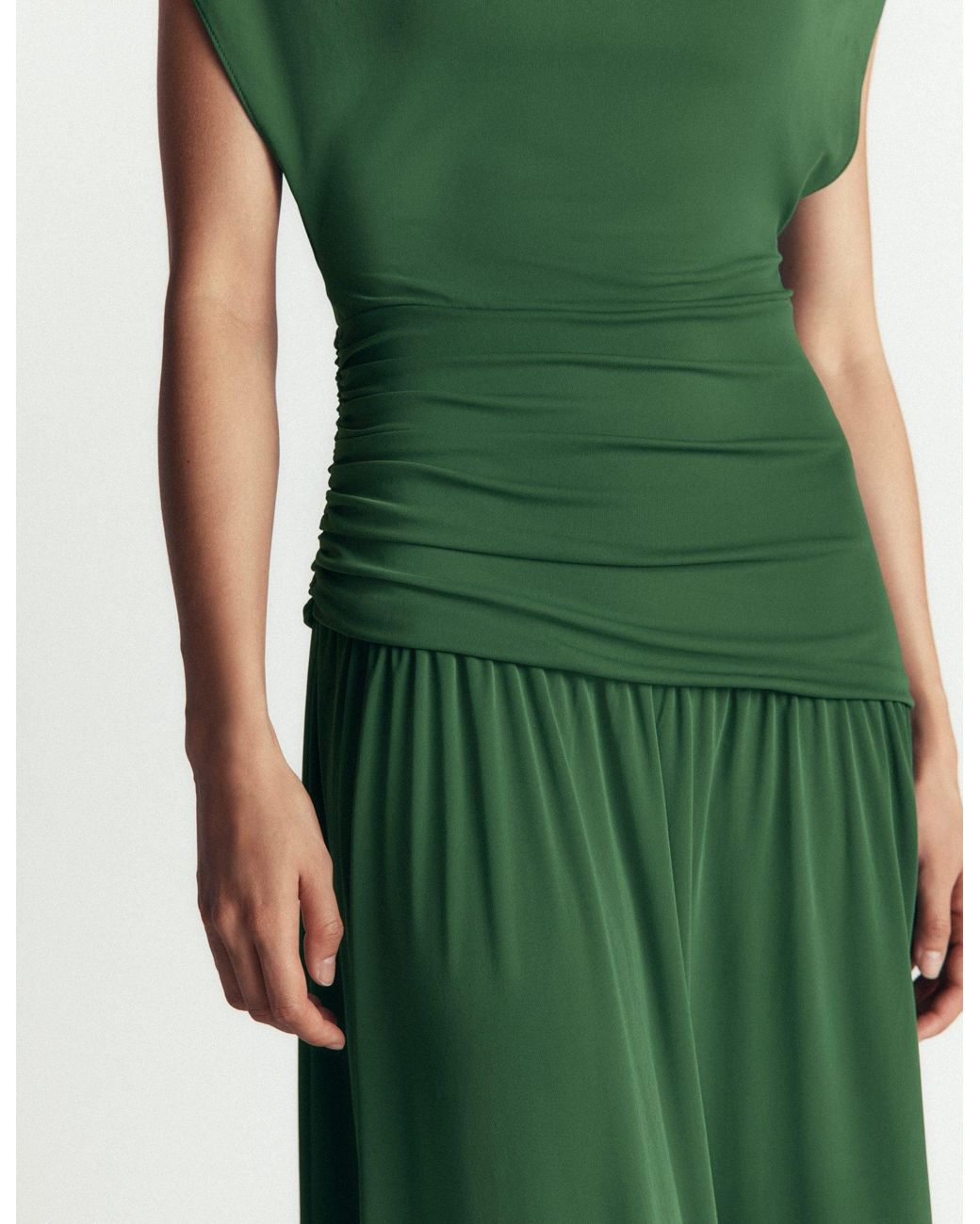 Boden Green Drape Jersey Crepe Maxi Dress