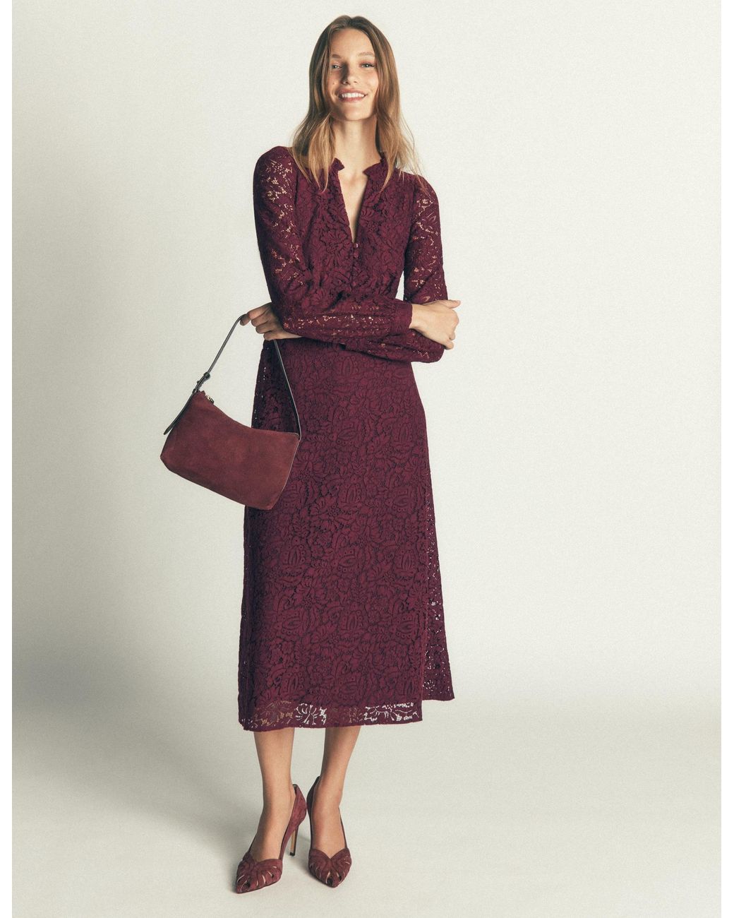 Boden Purple Cassie Lace Tea Dress