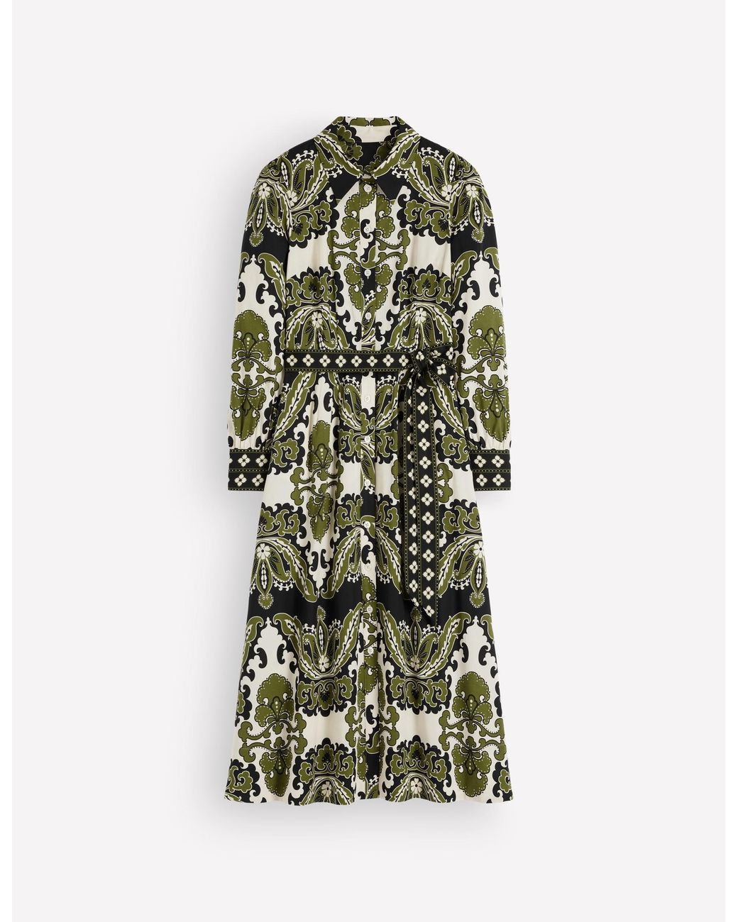Boden Green Maeve Cotton Midi Shirt Dress