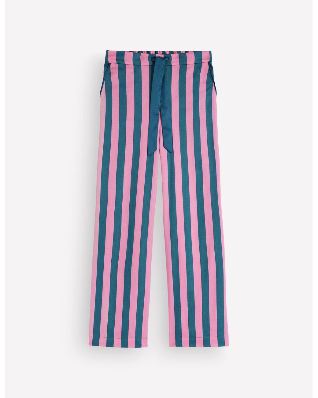 Boden Blue Cotton Pyjama Trousers-Bright, Woodblock Flower