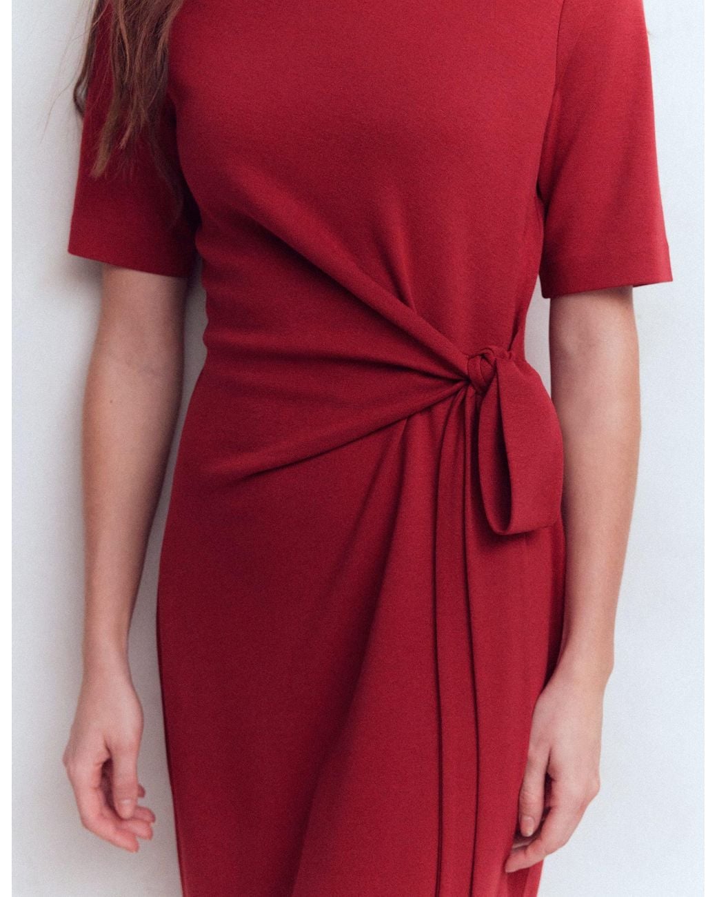 Boden Red Zinnia Tie Jersey Short Dress