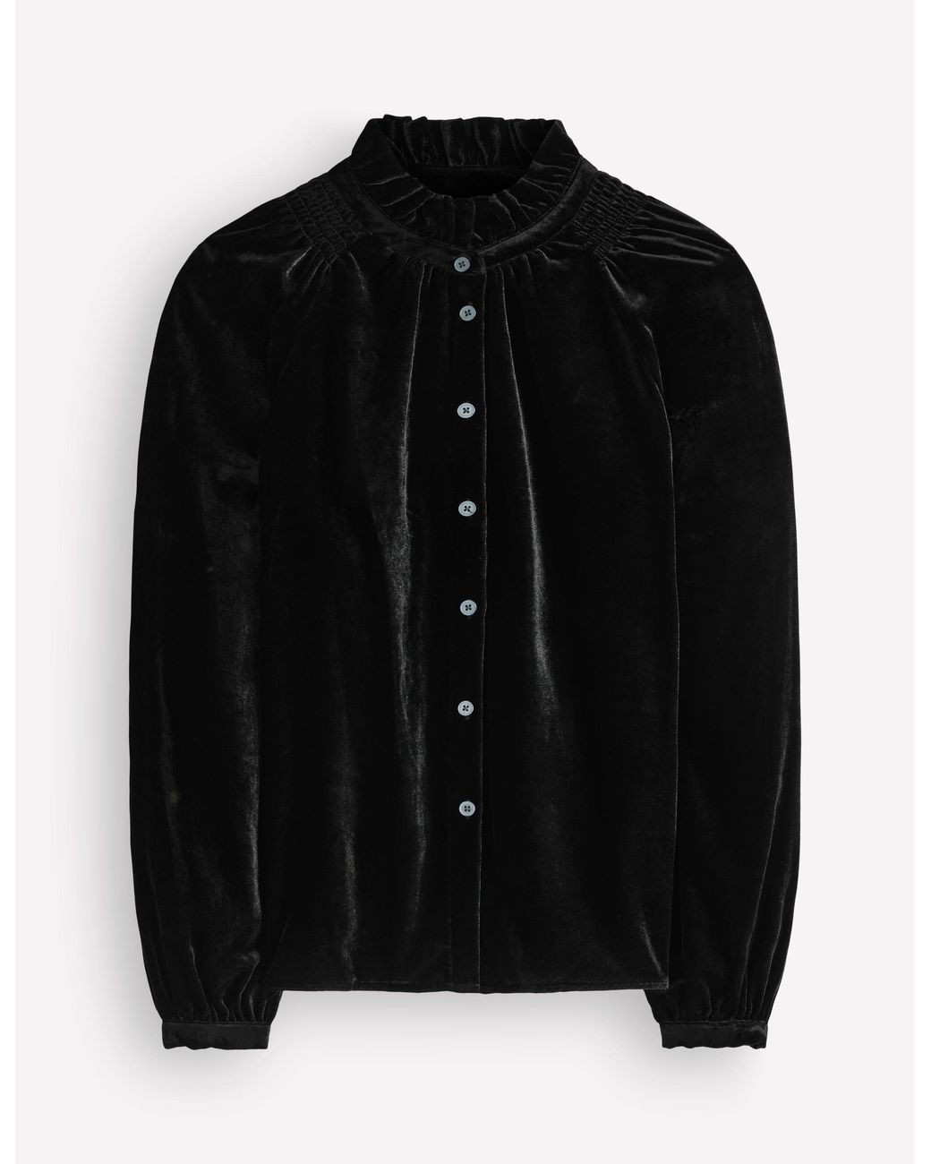 Boden Black Erica Frill Velvet Top