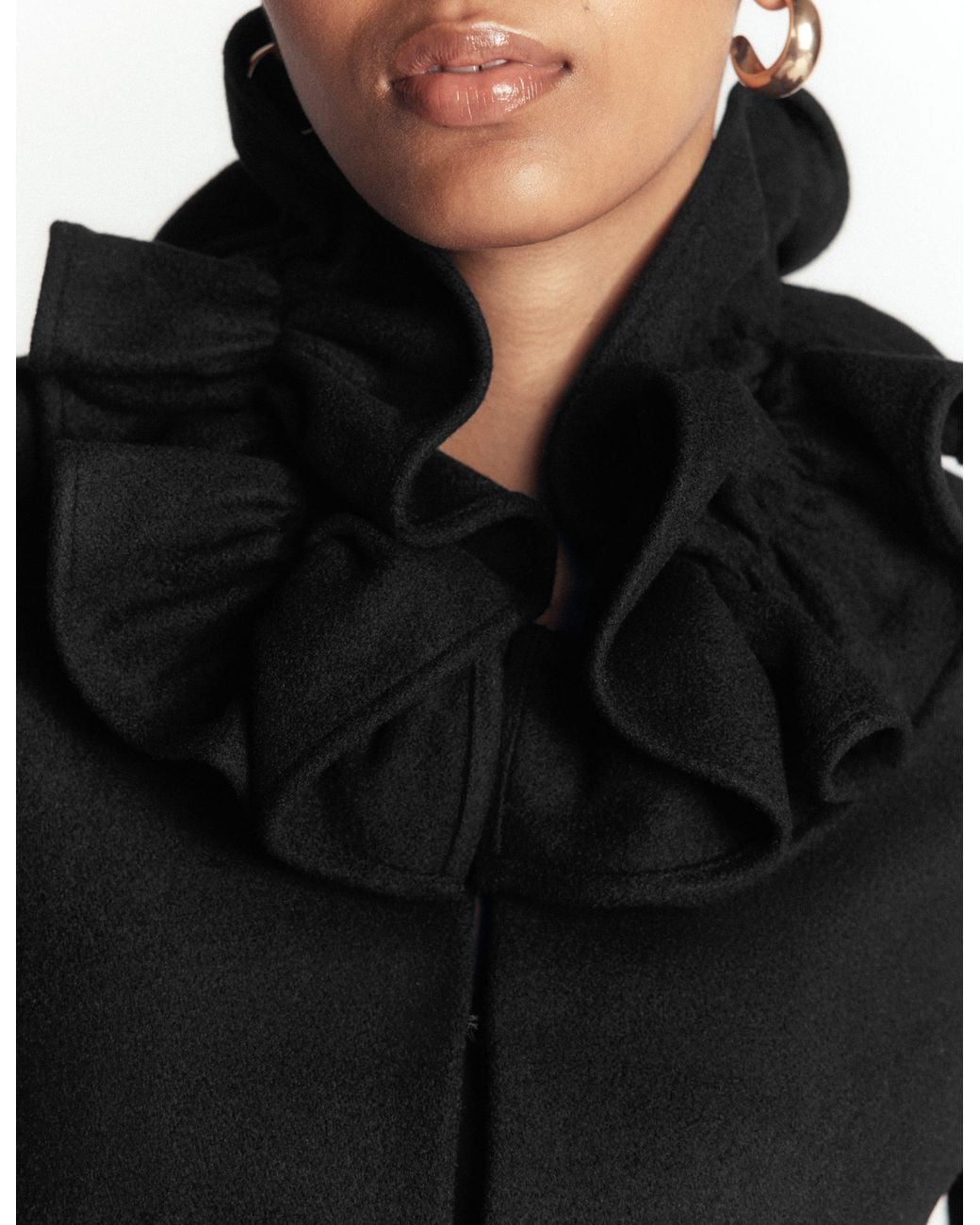 Boden Blue Ruffle Neck Wool Jacket