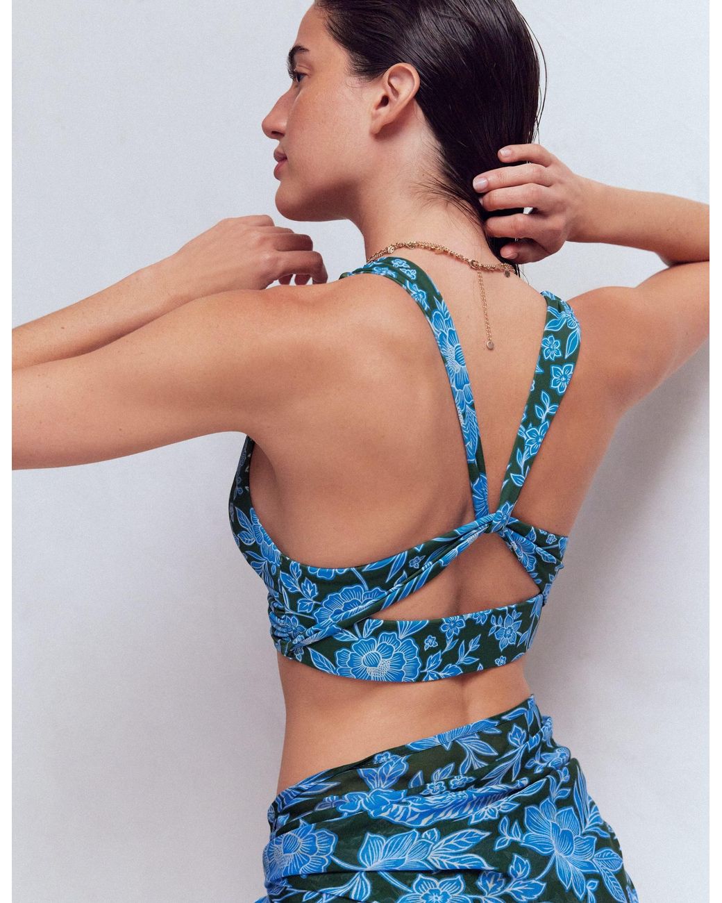 Boden Blue Mykonos Deep V Bikini Top