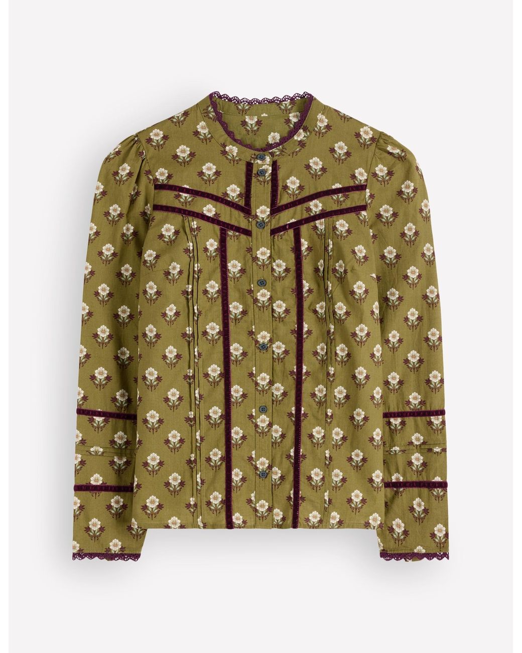 Boden Green Carmen Trim Detail Top