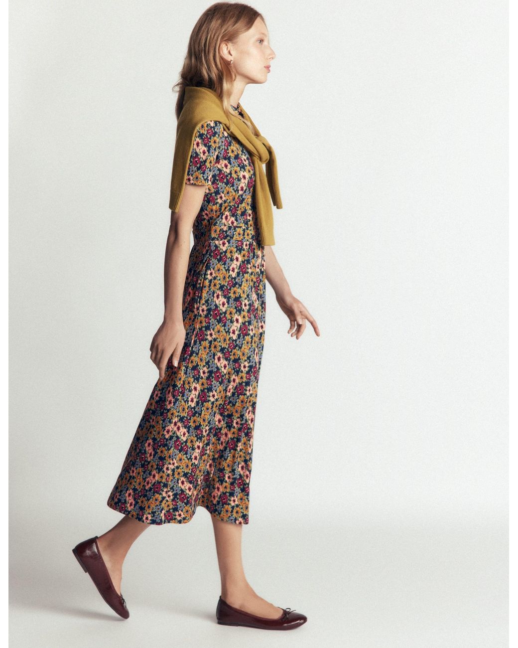Boden Brown Heidi Jersey Midi Tea Dress