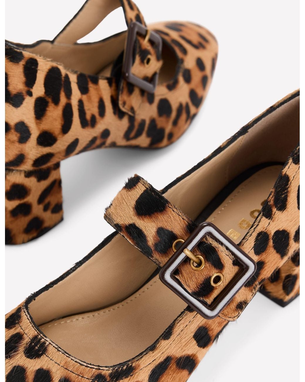 Boden Brown Buckle Strap Block Heels