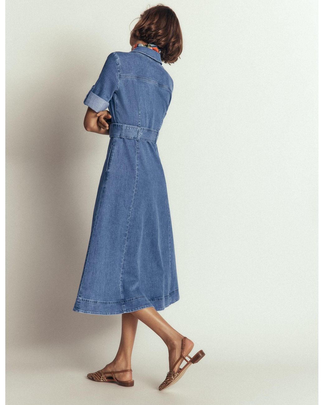 Boden Blue Denim Midi Shirt Dress