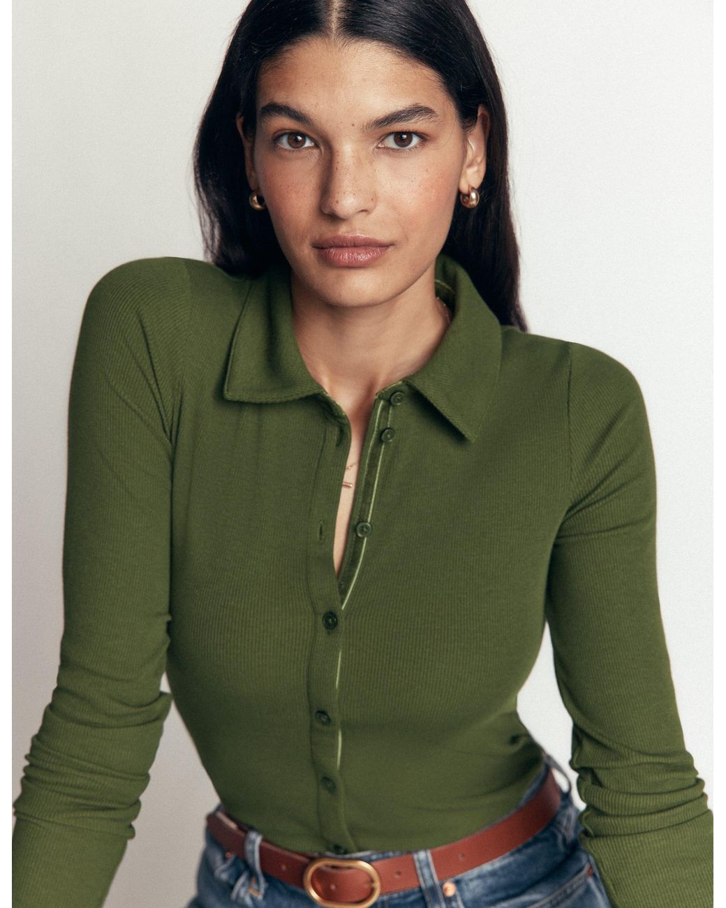 Boden Green Jersey Velvet Ribbed Shirt