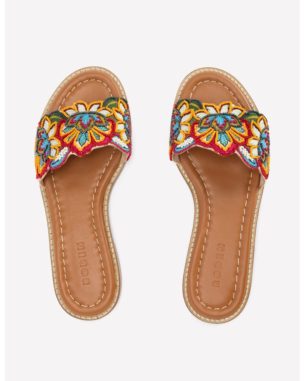 Boden Multicolor Beaded Flower Flat Sandal