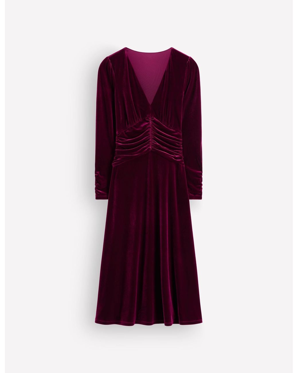 Boden Blue Mya Ruched Velvet Midi Dress