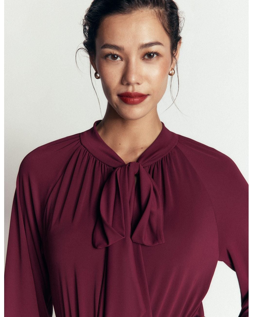 Boden Red Pussybow Jersey Maxi Dress