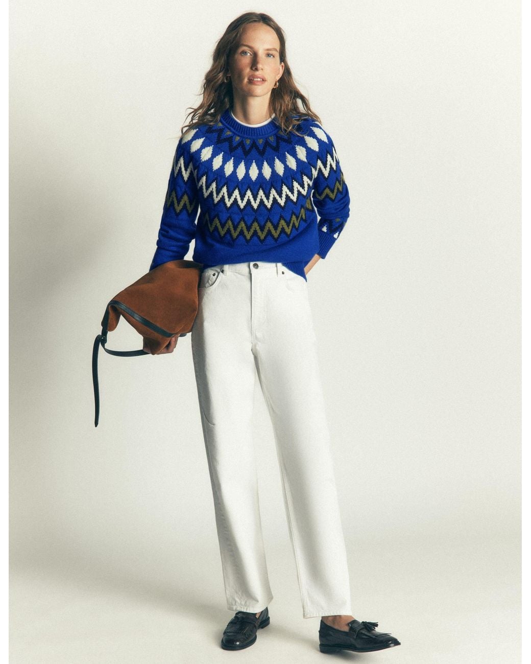 Boden Blue Mae Fair Isle Knitted Jumper