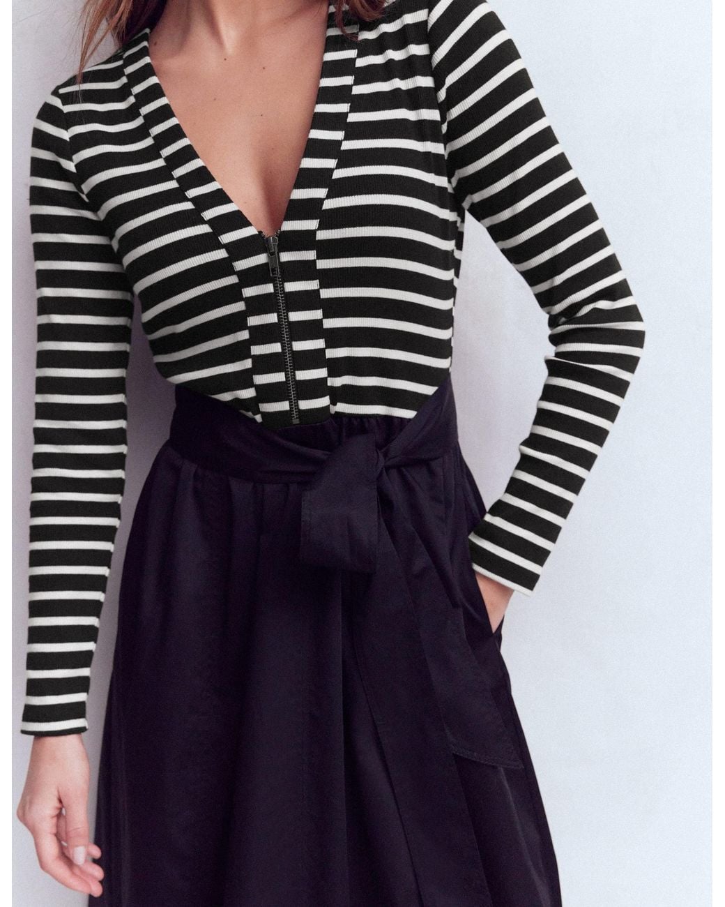 Boden Blue Long Sleeve Mix Media Dress
