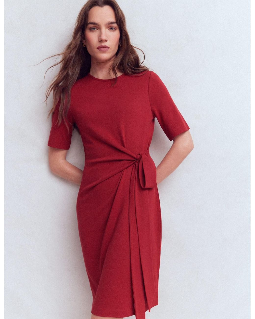 Boden Red Zinnia Tie Jersey Short Dress