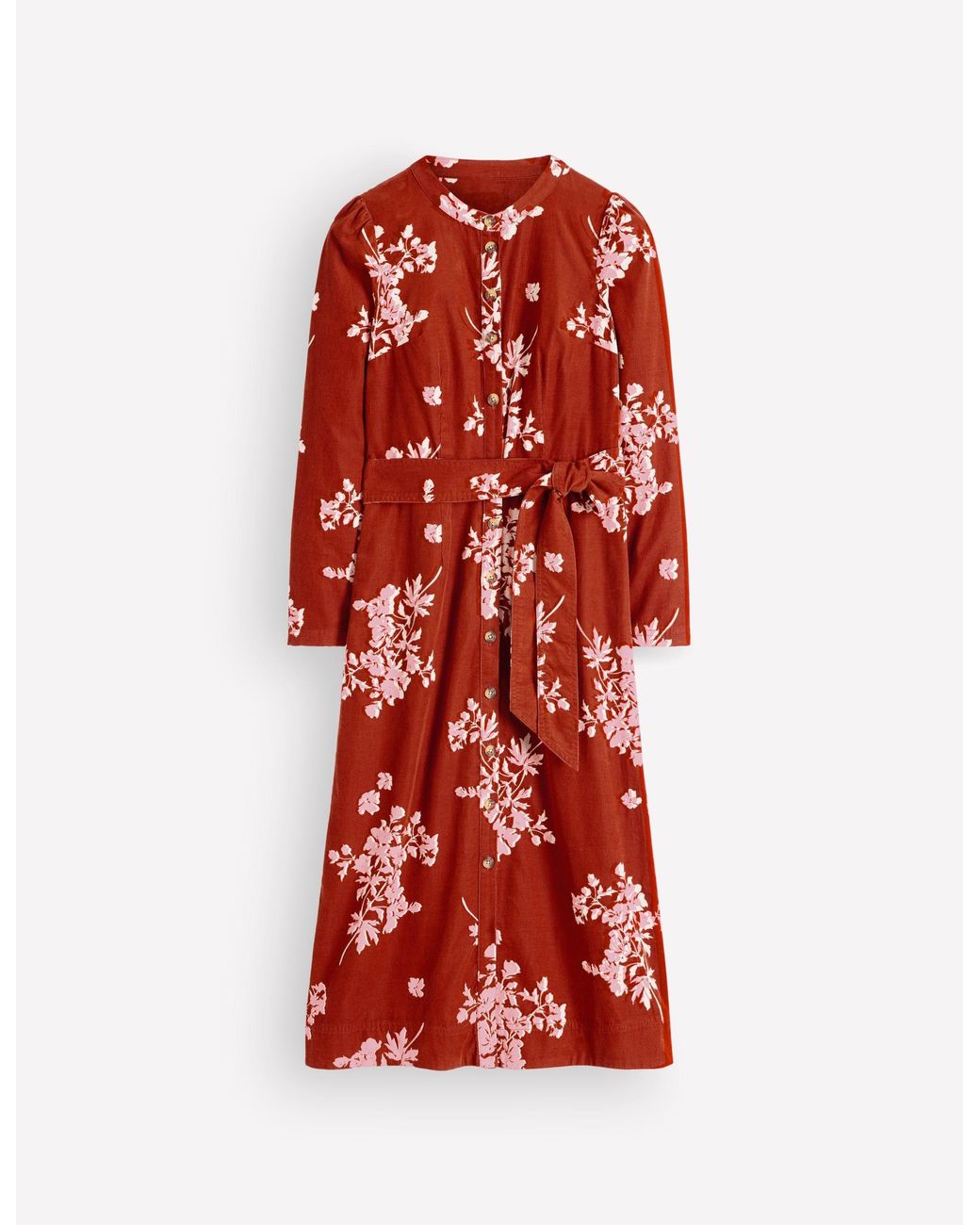 Boden Red Louise Cord Midi Shirt Dress