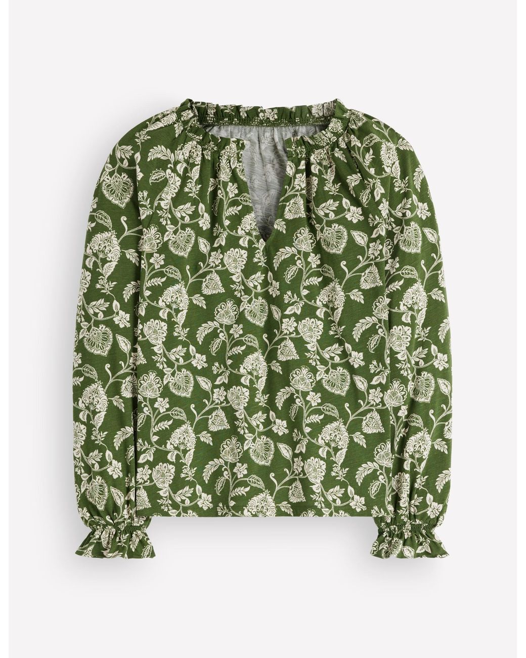 Boden Green Pia Ruffle Detail Top