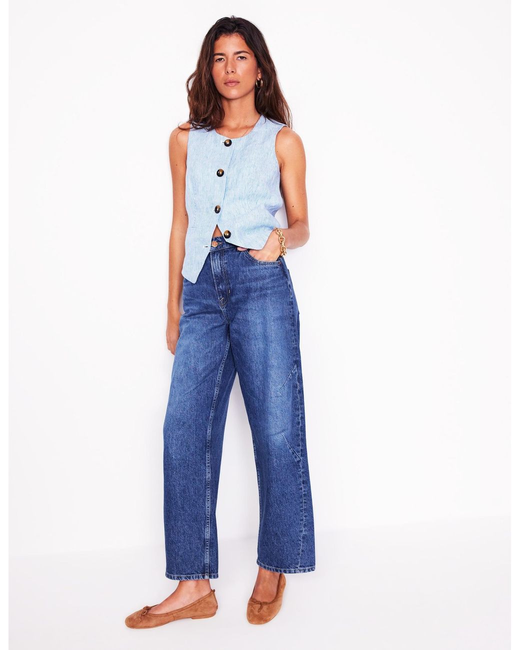 Boden Blue Barrel Leg Jeans