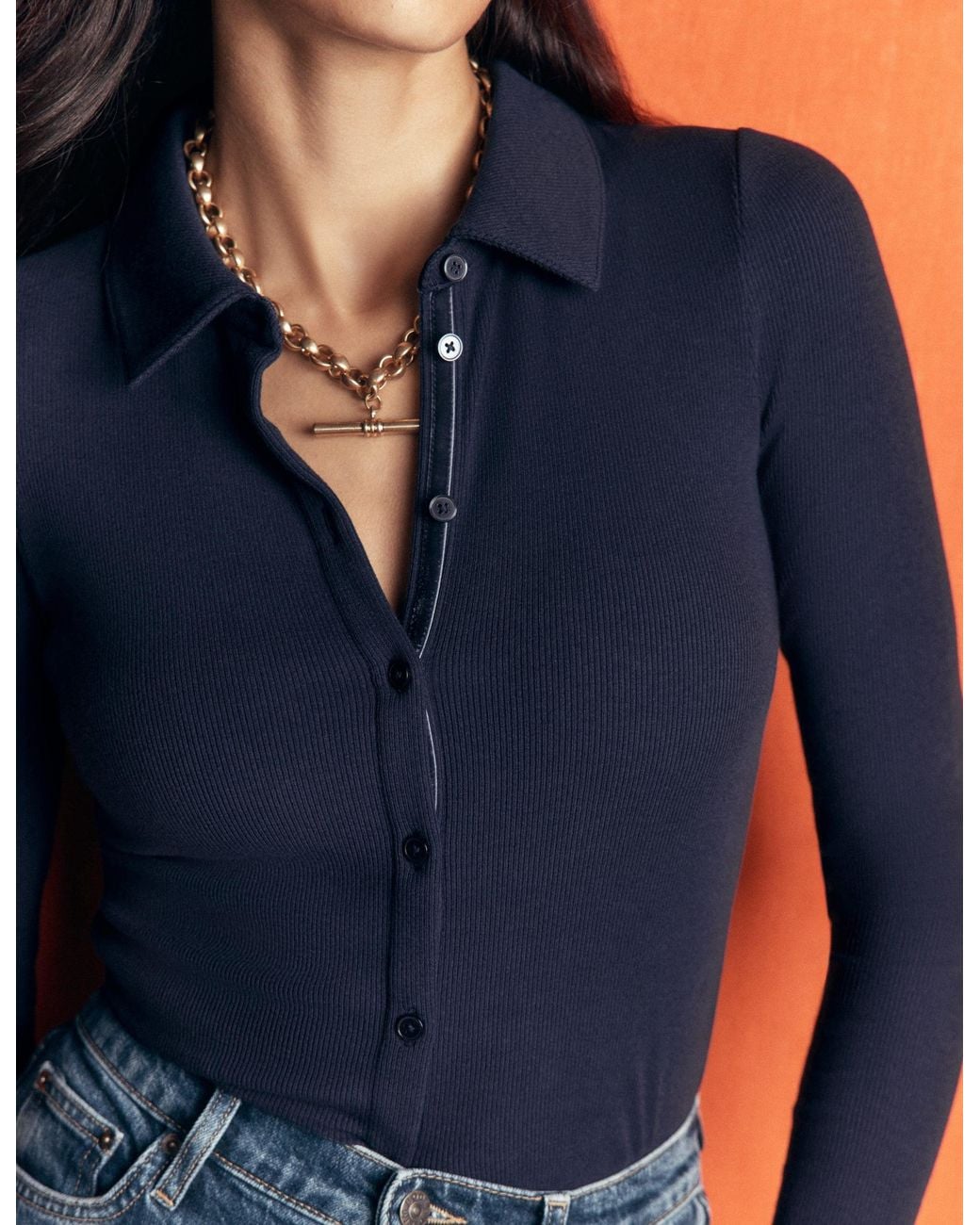 Boden Blue Jersey Velvet Ribbed Shirt