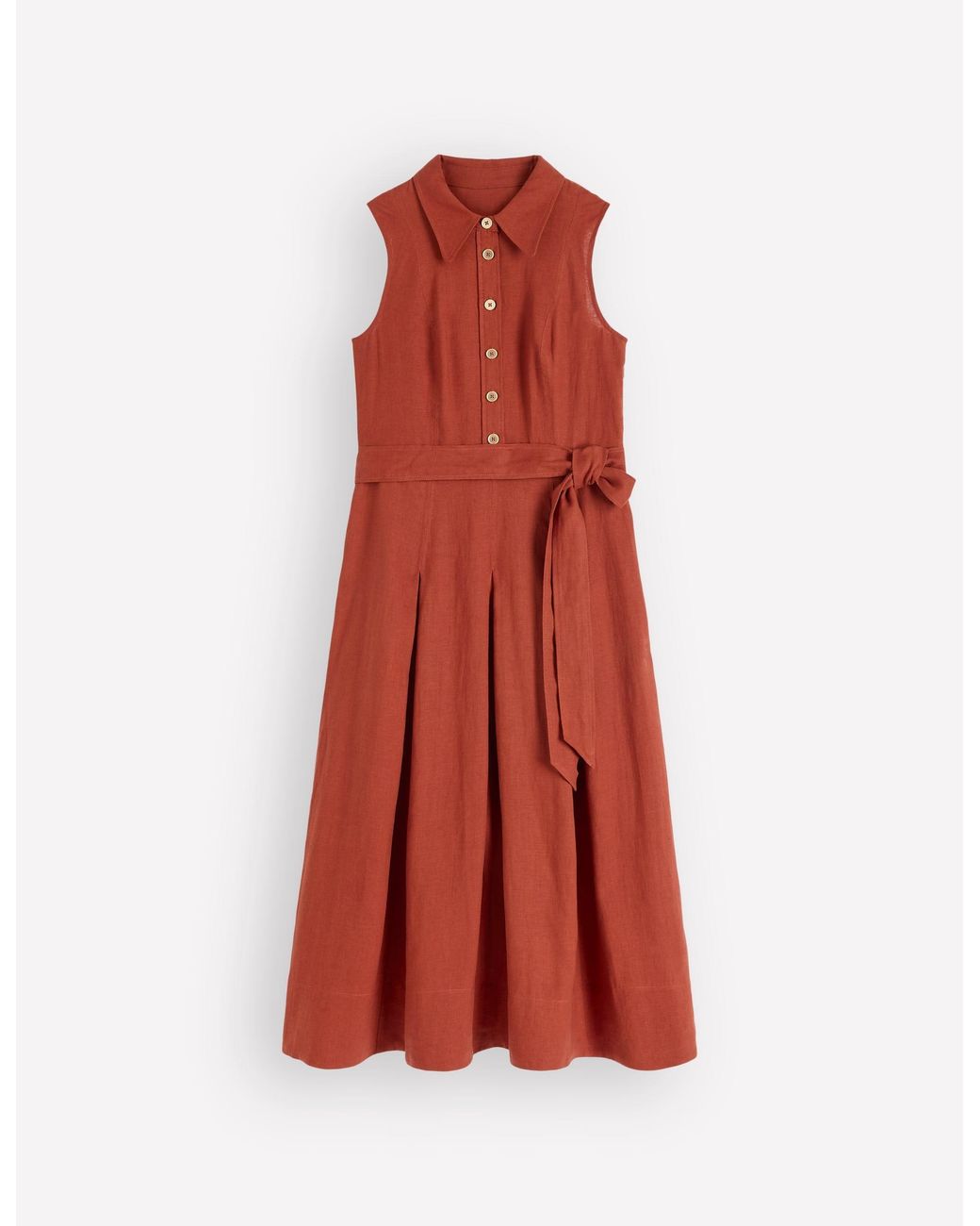 Boden Red Belinda Linen Shirt Dress