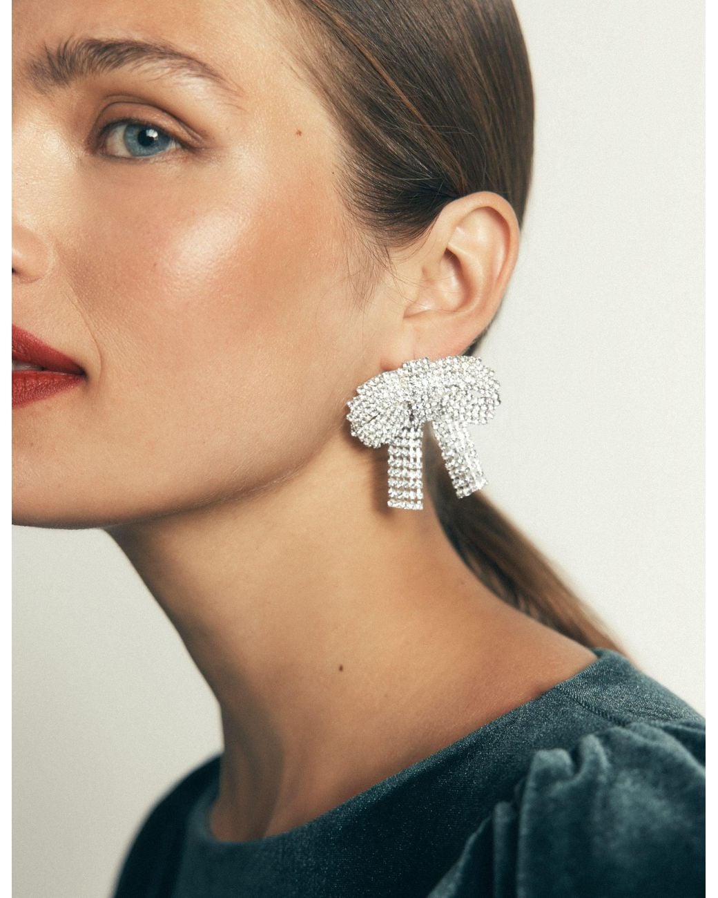 Boden White Jewel Bow Earrings