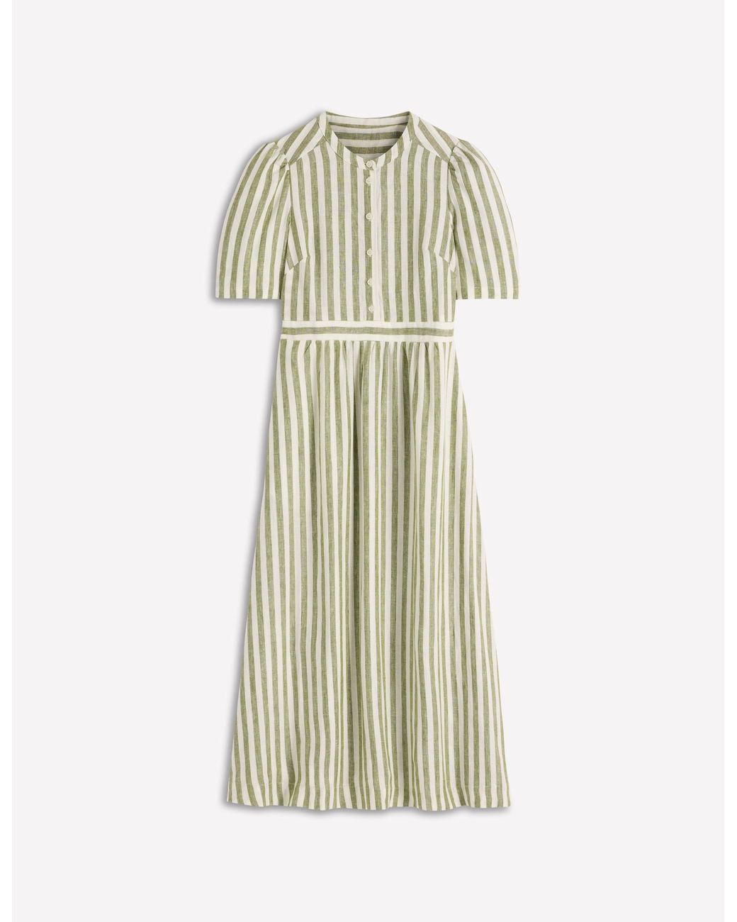 Boden Brown Ivy Linen Midi Dress- Ivory Stripe