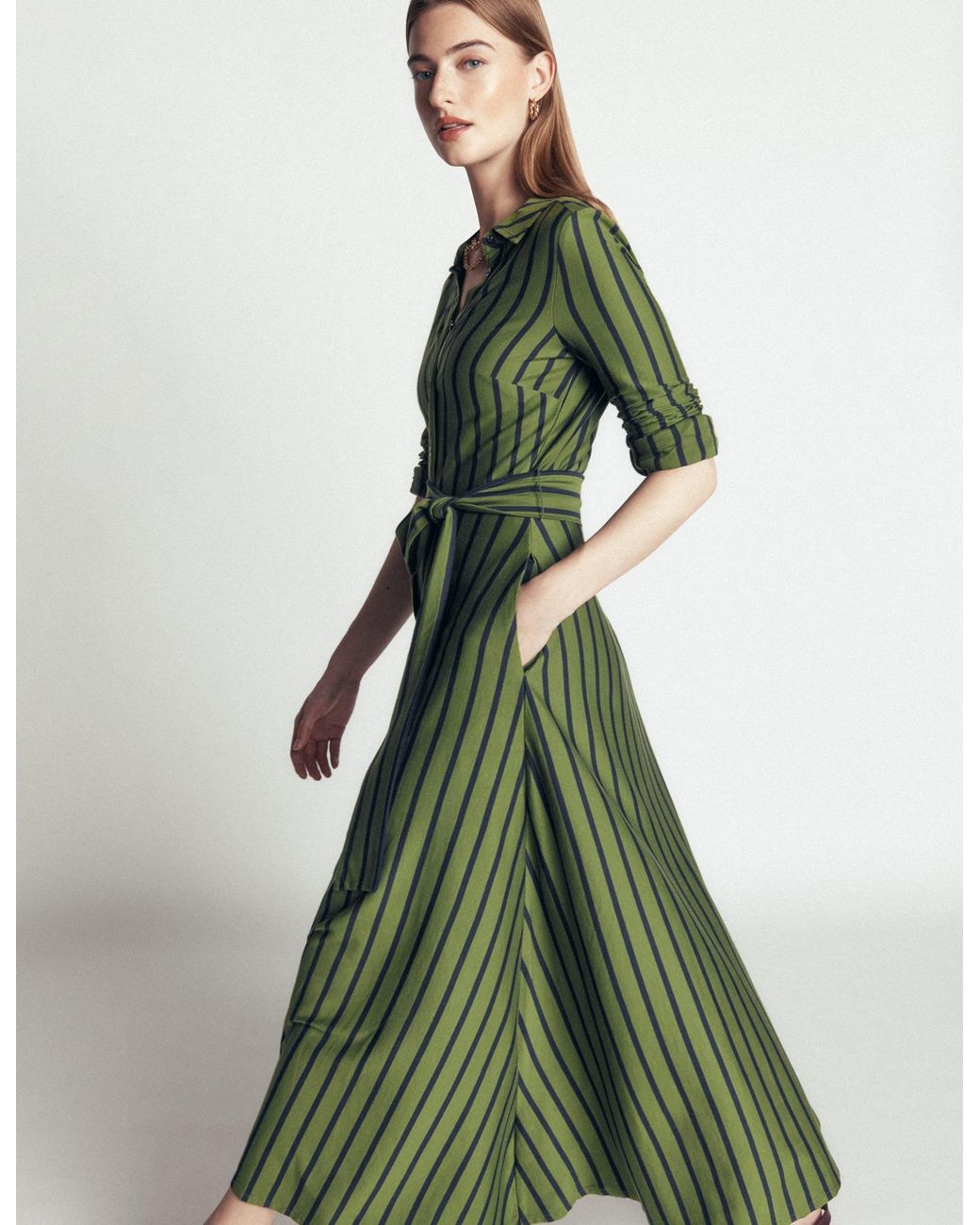 Boden Green Marcia Jersey Shirt Dress