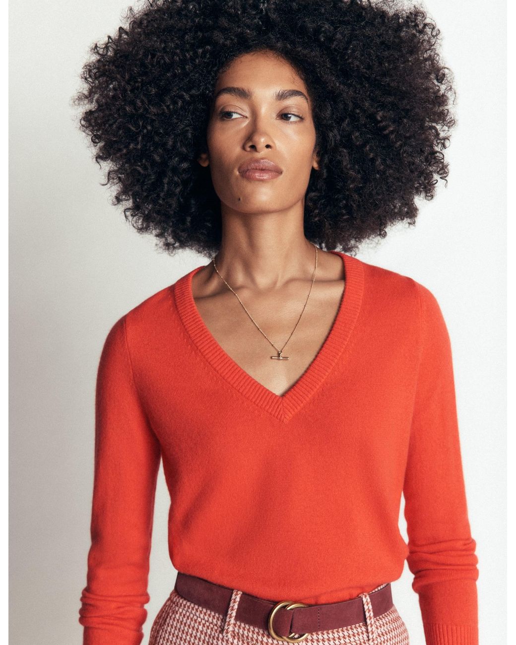 Boden Red Elsie Cashmere V Neck Jumper