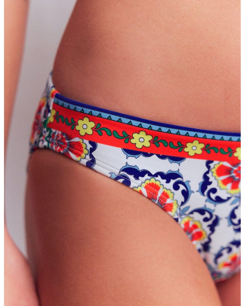 Boden Blue Porto Bikini Bottoms-Multi, Decorative Dandelion