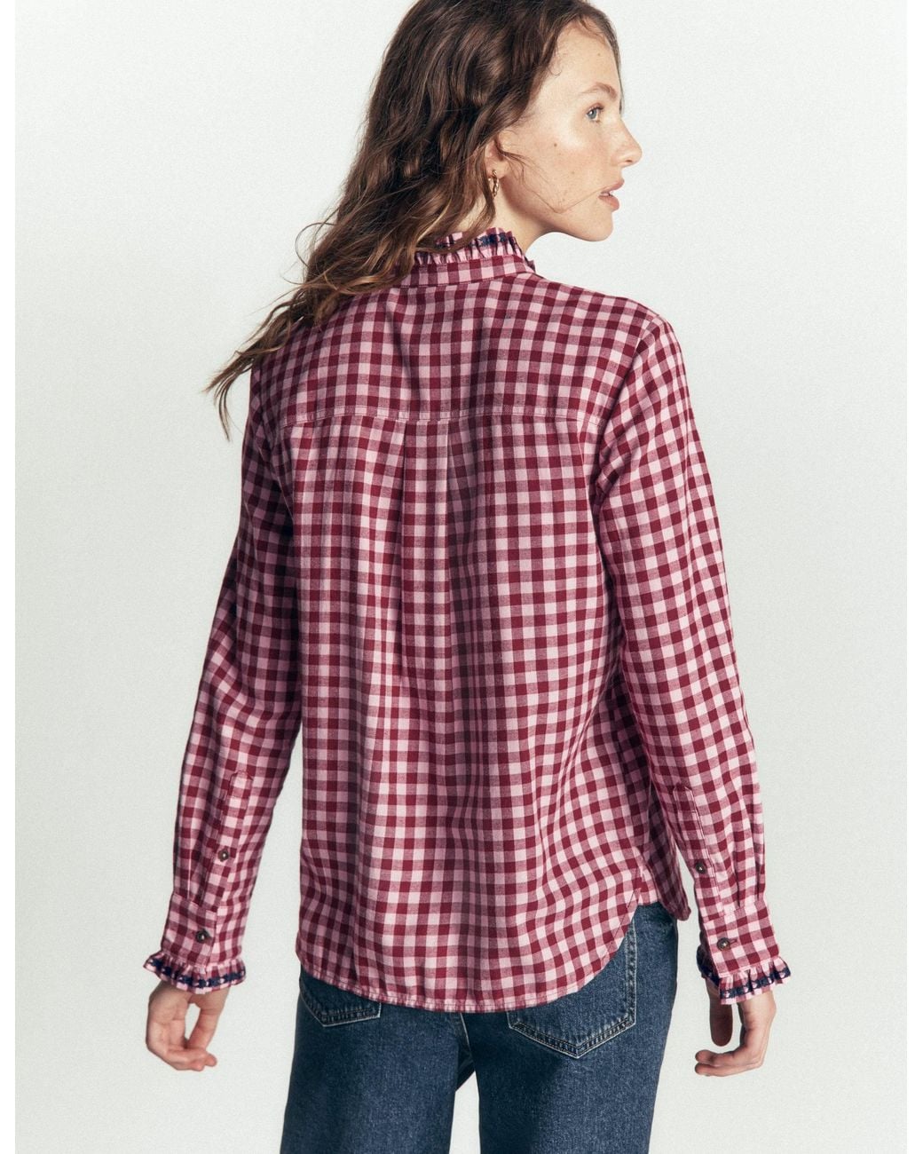 Boden Red Sienna Frill Cotton Shirt