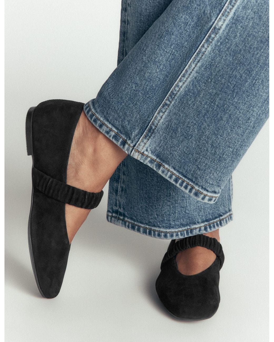 Boden Black Camilla Ruched Ballet Flats