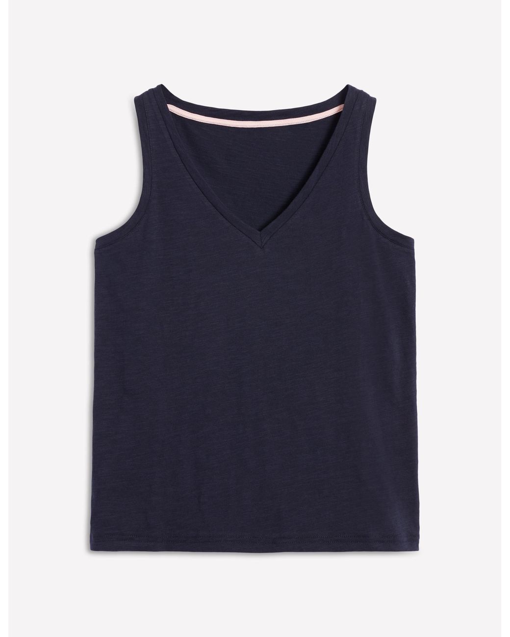 Boden Blue Regular V Neck Slub Tank
