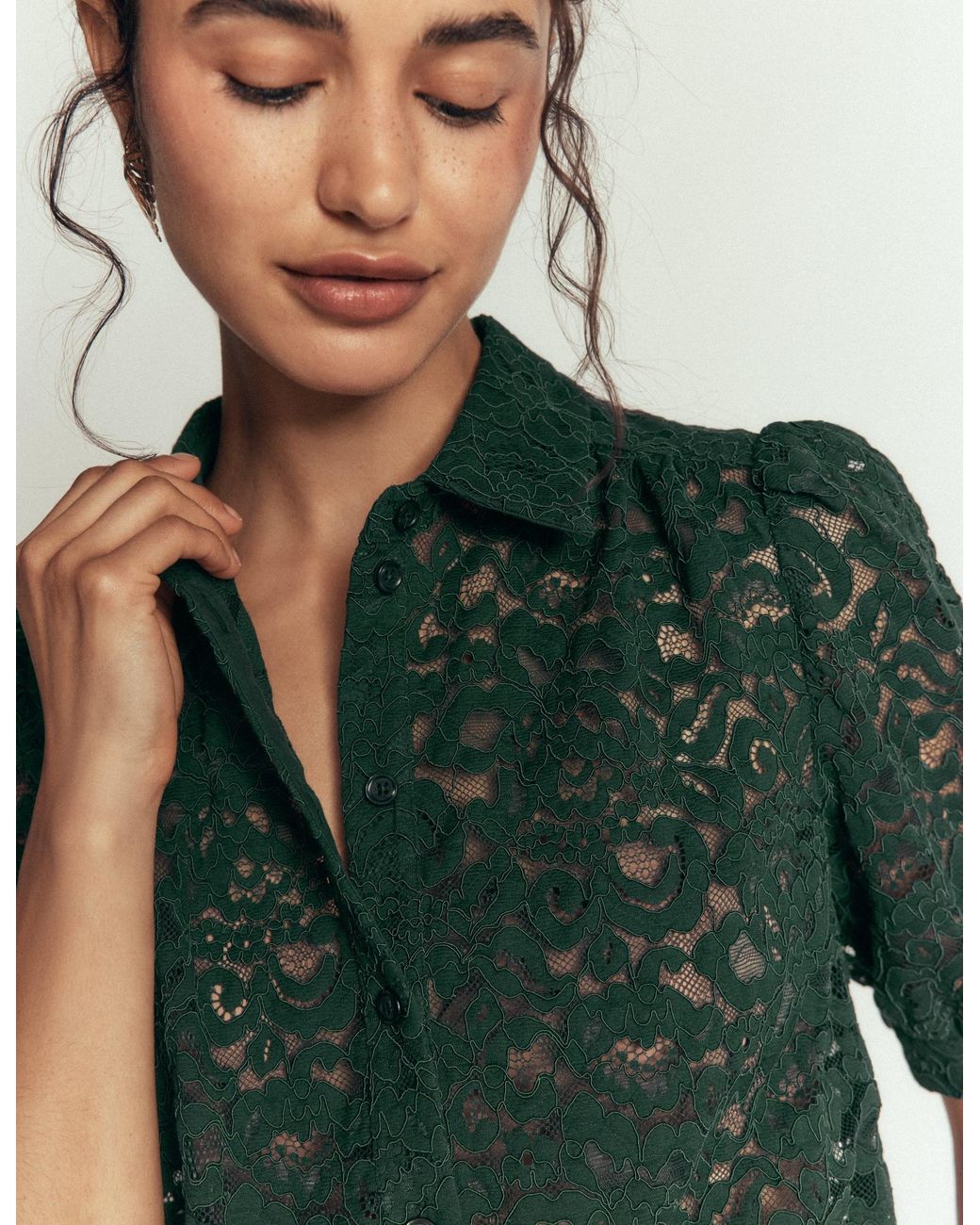 Boden Green Penelope Lace Shirt