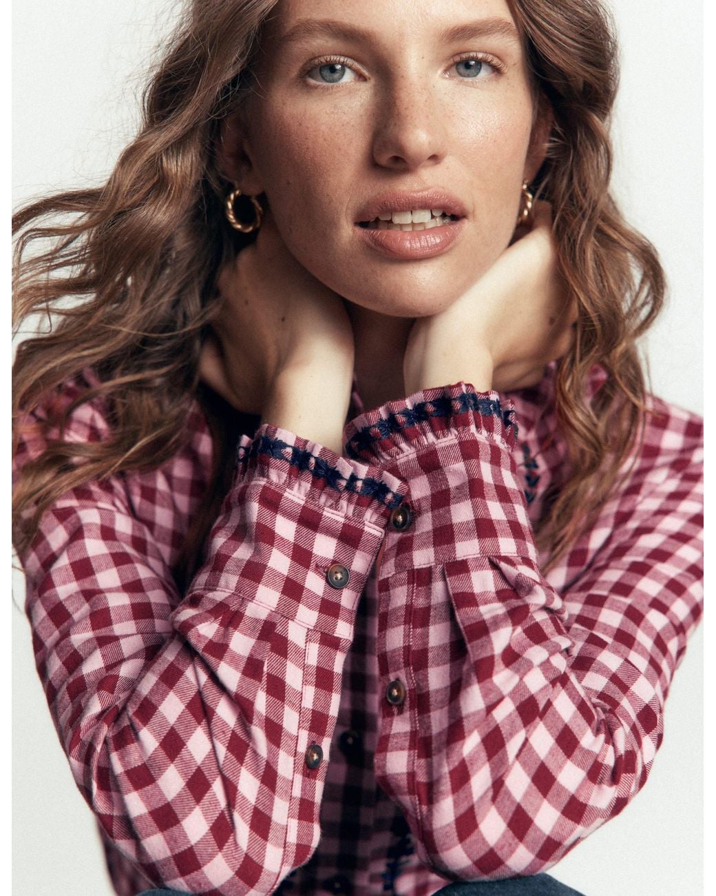 Boden Red Sienna Frill Cotton Shirt