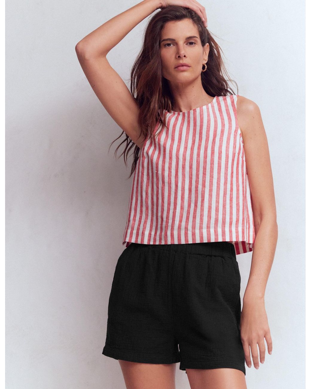 Boden Black Pull On Double Cloth Shorts