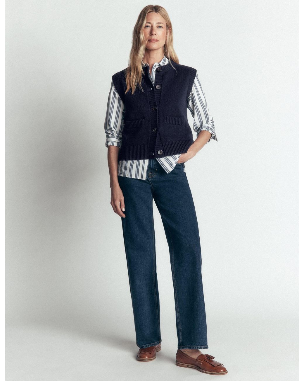 Boden Blue Marta Merino Wool Waistcoat