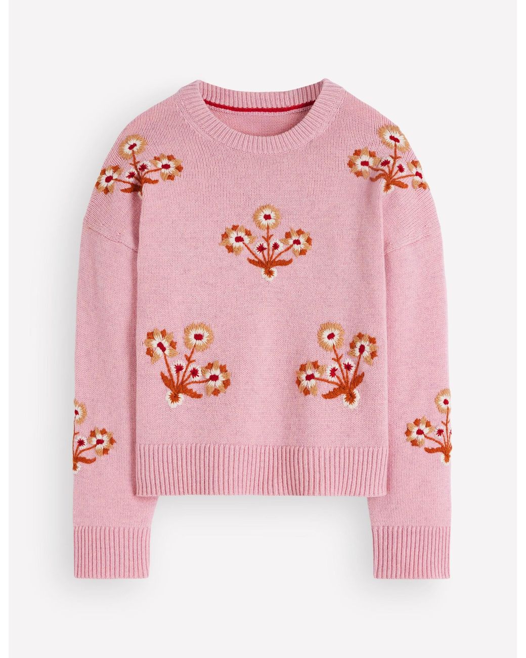 Boden Pink Ella Embroidered Knit Jumper