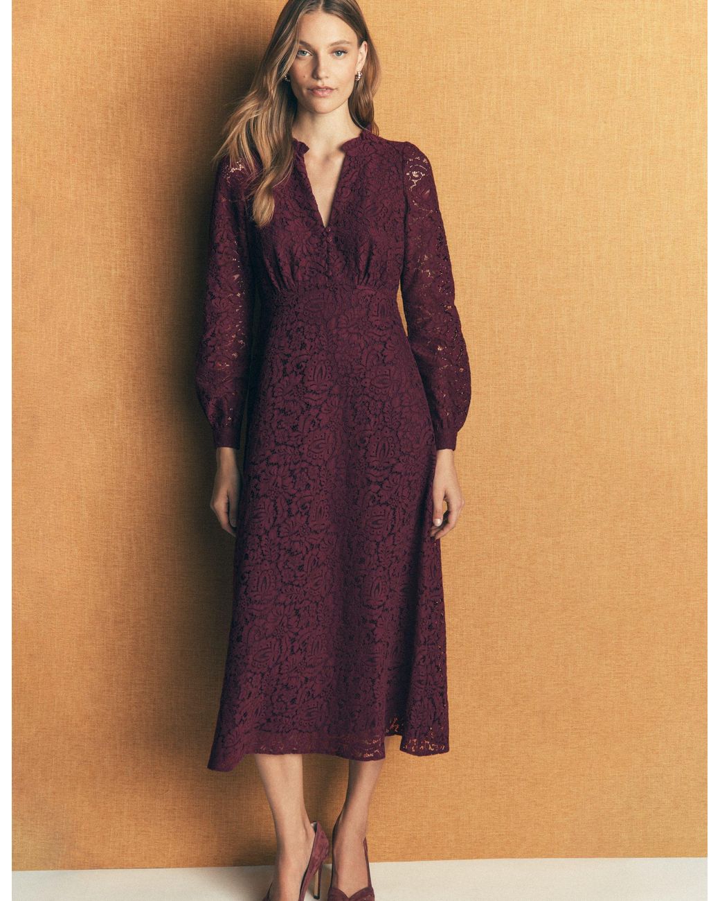 Boden Purple Cassie Lace Tea Dress