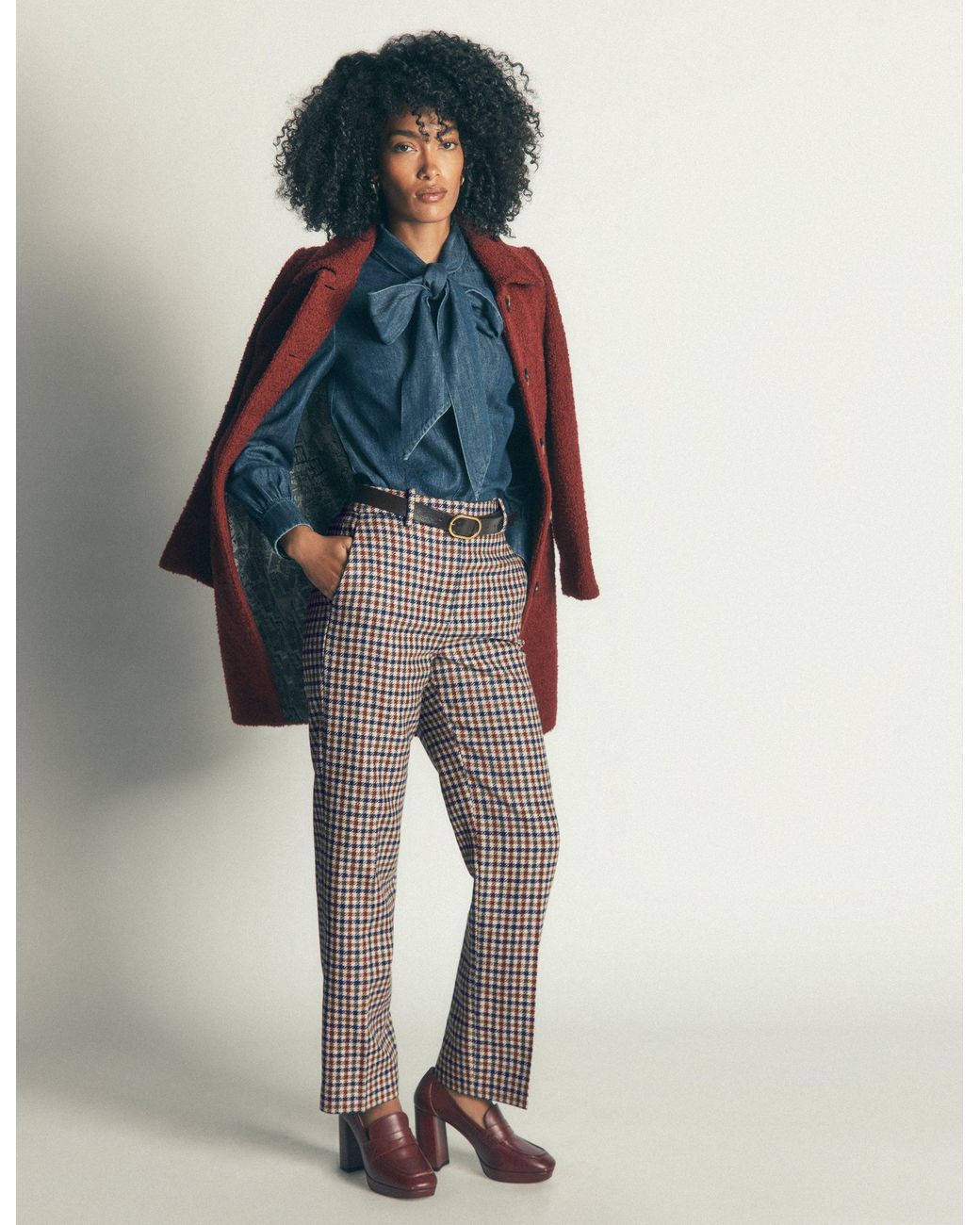 Boden Blue Canonbury Wool Blend Trousers