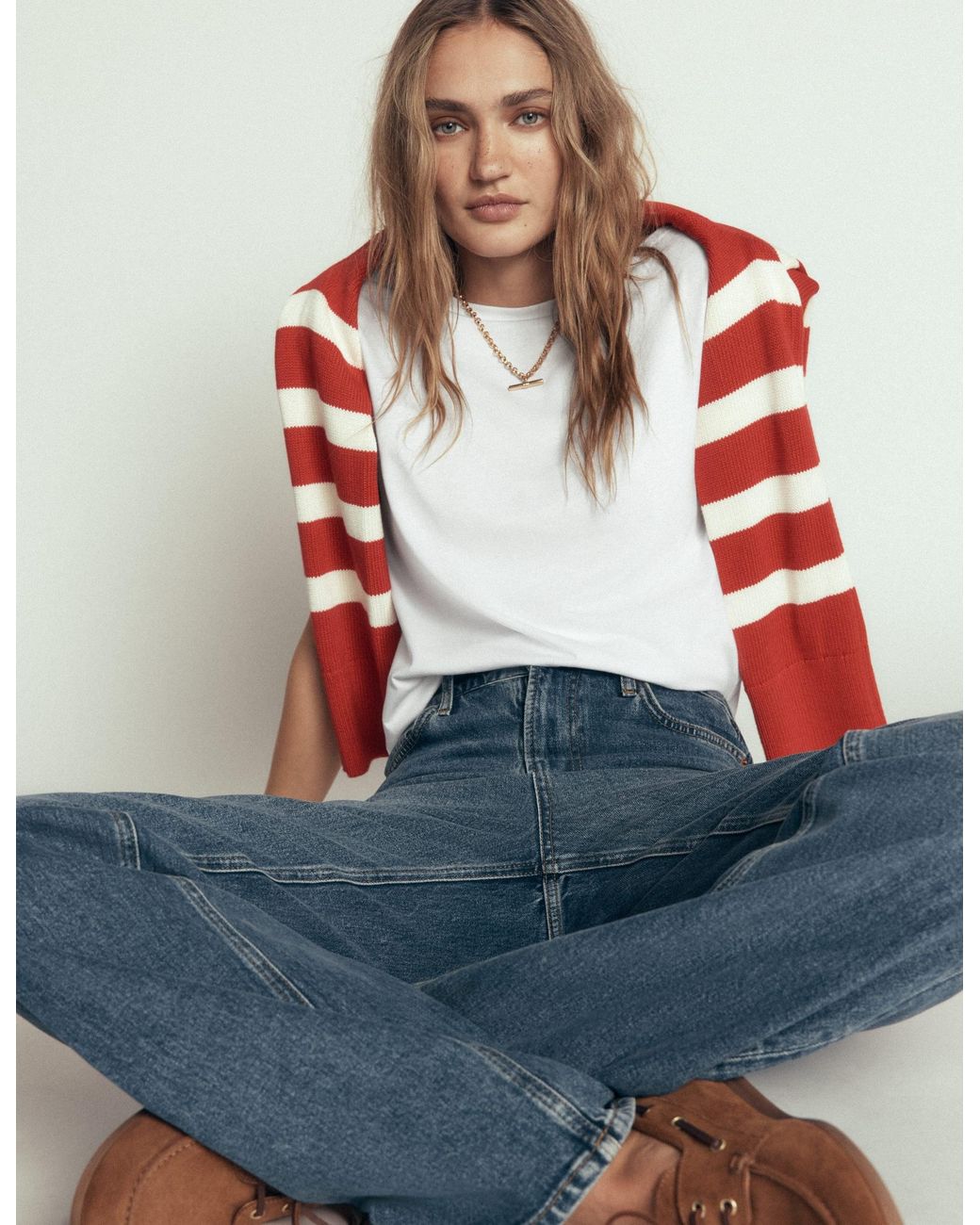 Boden Blue Supersoft Slash Neck T-Shirt