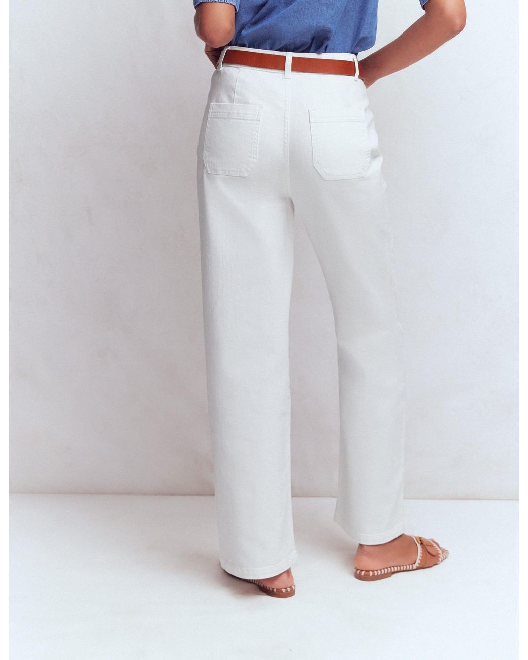 Boden White Straight Leg Pocket Jeans