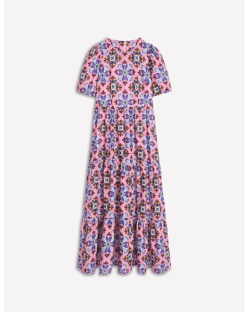 Boden Purple Tiered Poplin Maxi Dress