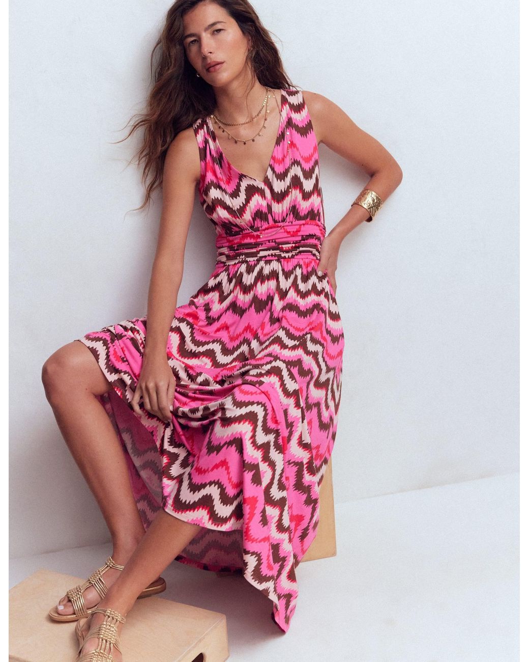 Boden Brown Elodie Jersey Maxi Dress